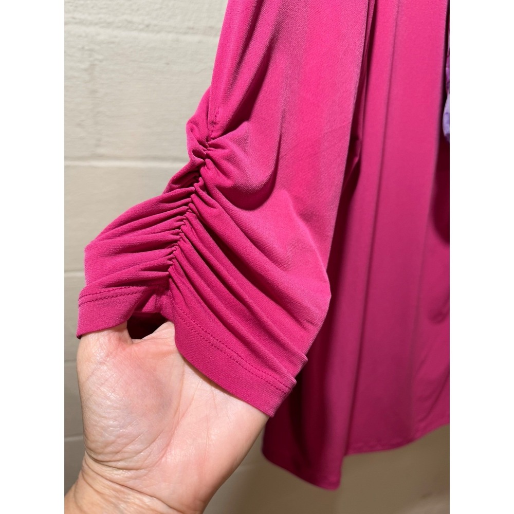 Susan Graver Pink Easy to Wear Scoop Neck 1X Top with Bohemian Infinity‎ Scarf - Picture 5 of 15